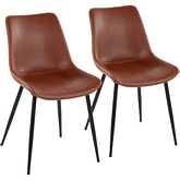Durango Dining Chair in Black Metal & Cognac Leatherette (Set of 2)
